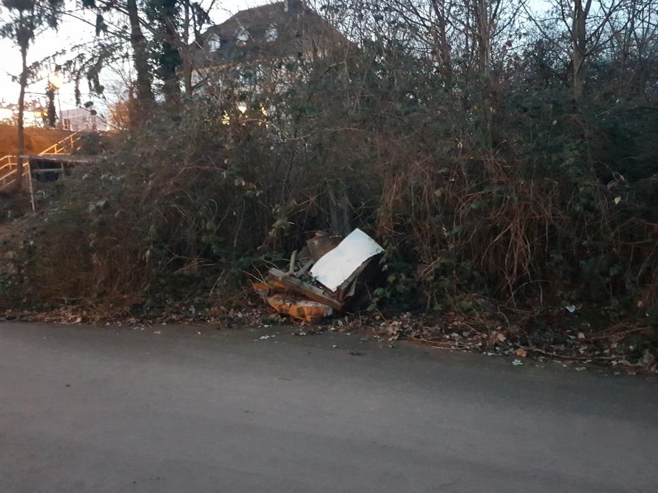 Couch, ins Gebuesch geworfen