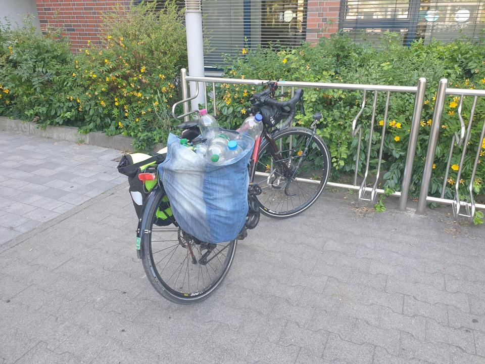 Fahrrad mit selbstgenähter Tasche