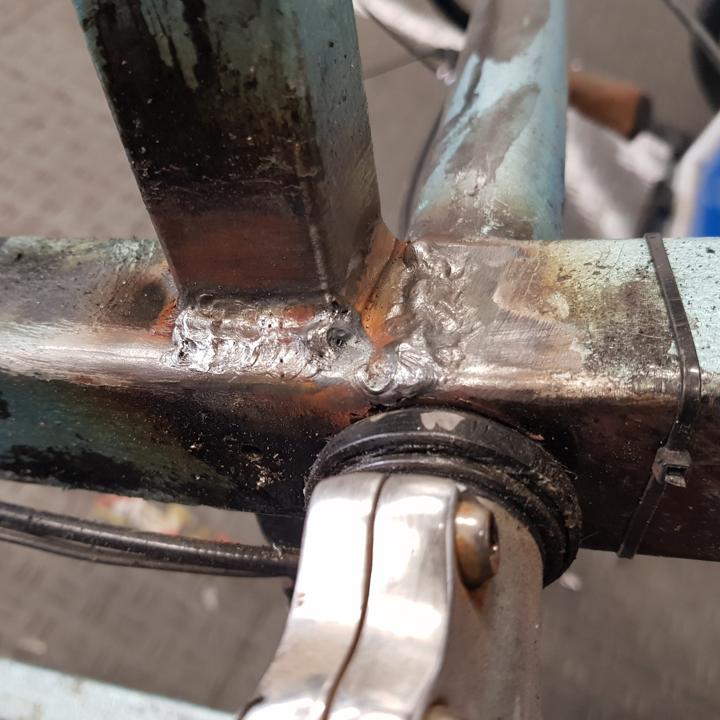 Main beam and left outrigger welded.