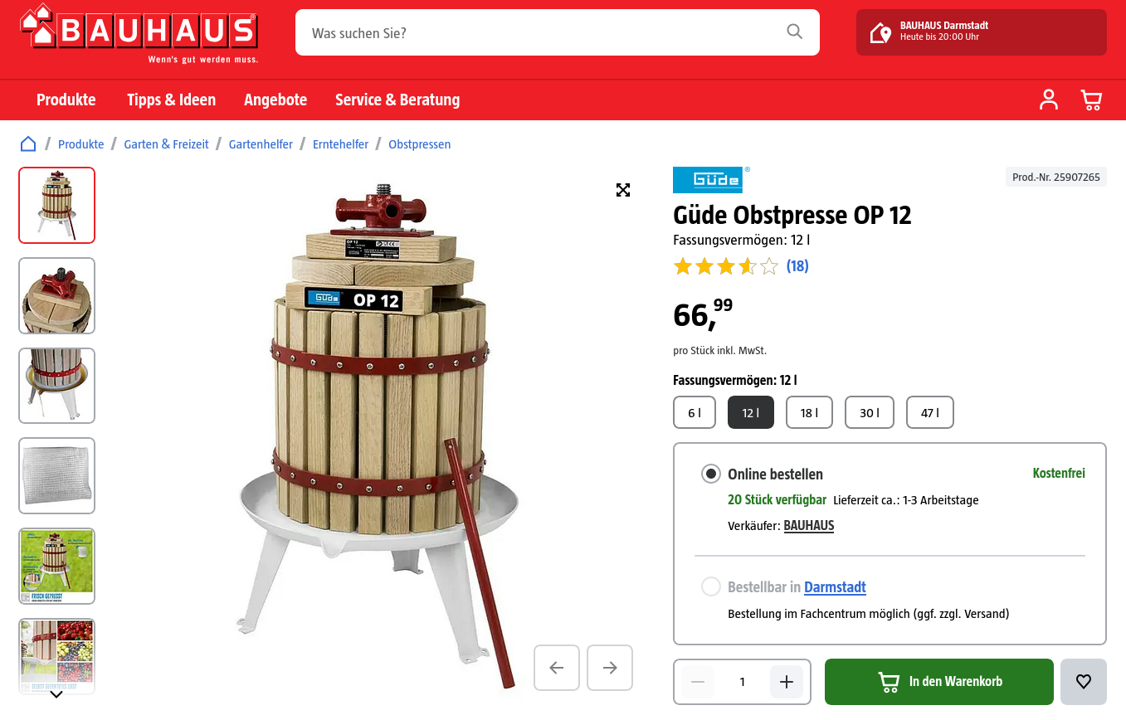 Angebot Obstpresse Bauhaus